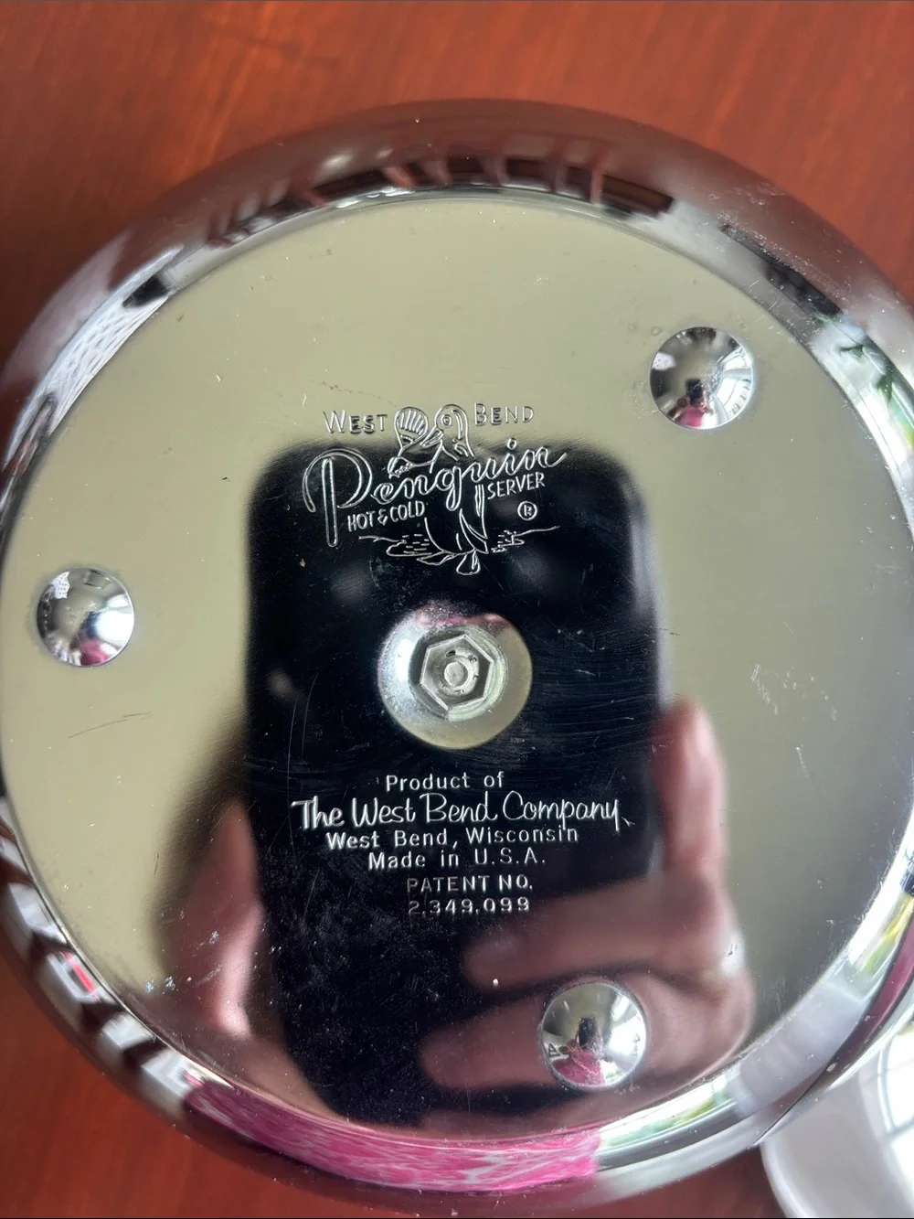 West Bend Penguin hot/cold server,ice bucket,food,mid century,stainless steel